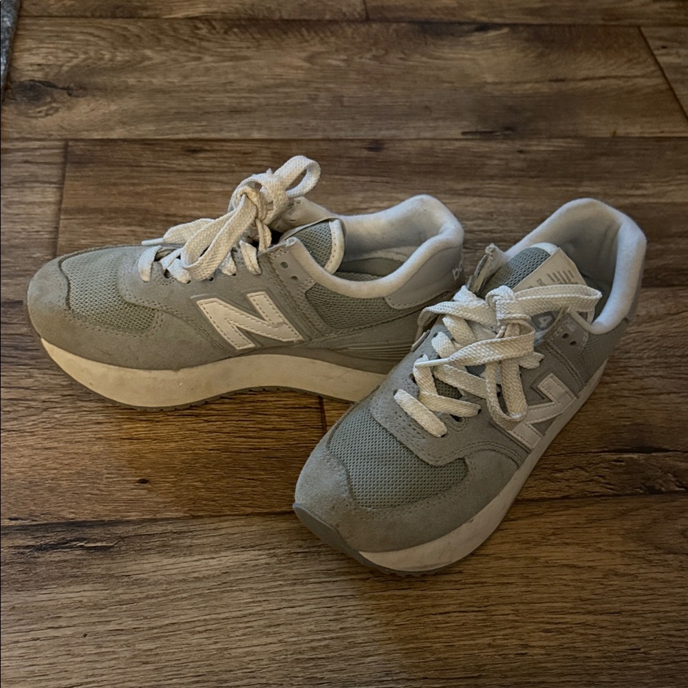 New Balance Light Gray and White Sneakers